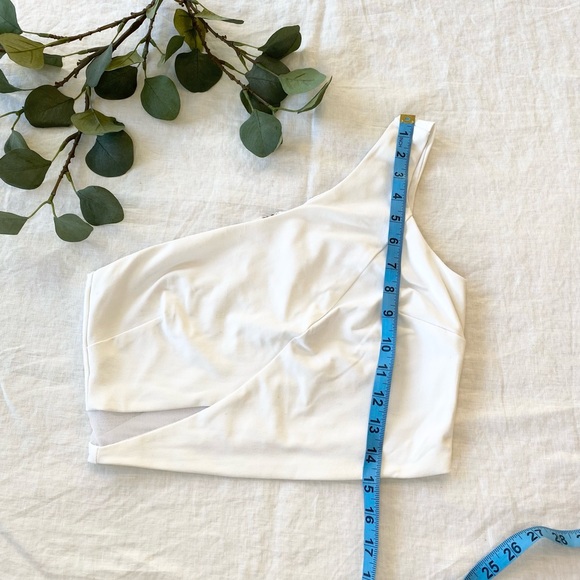 Bebe White One Shouder Crop Top - Picture 5 of 7
